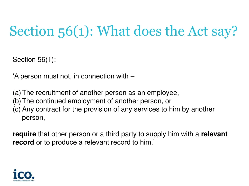 section 56 1 what does the act say