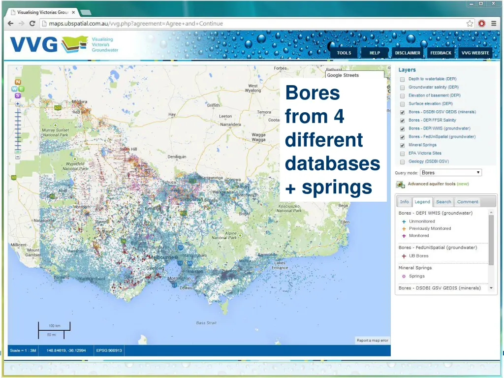 bores from 4 different databases springs