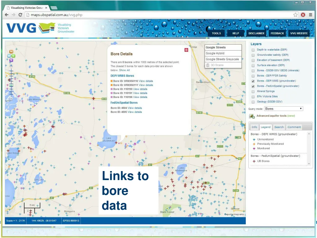 links to bore data