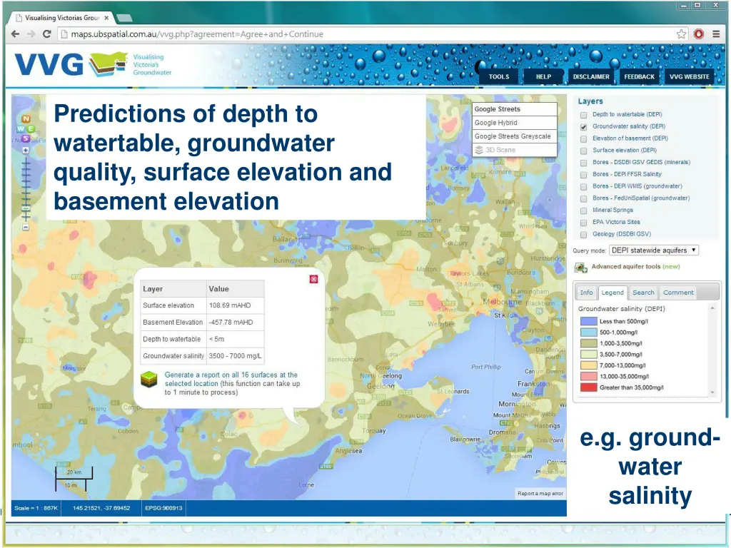 predictions of depth to watertable groundwater