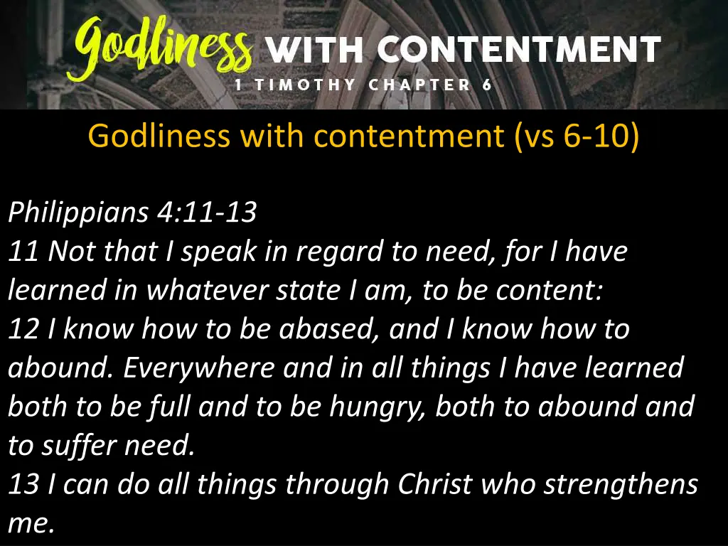 godliness with contentment vs 6 10 1