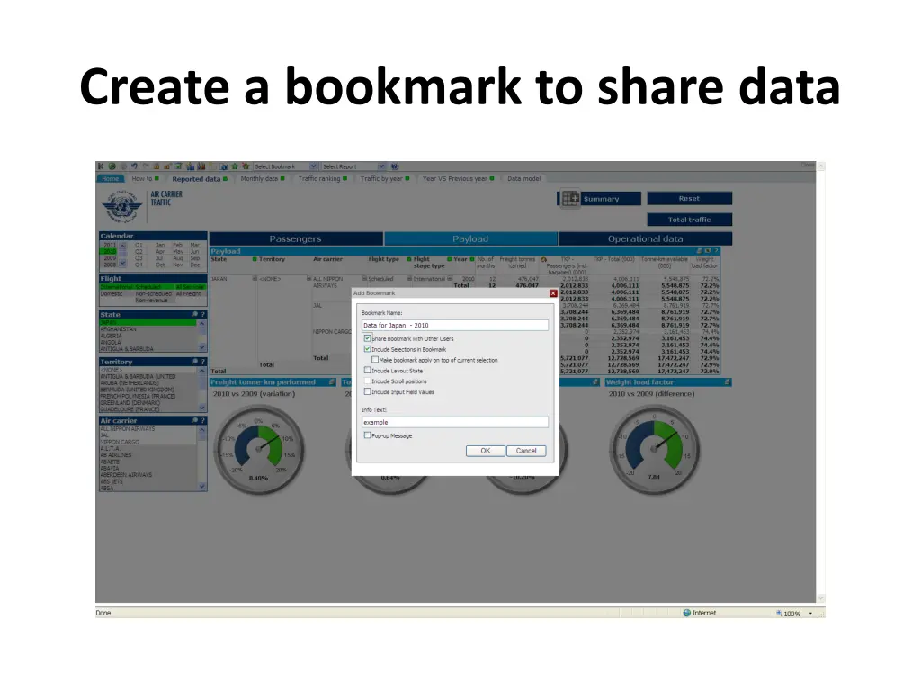 create a bookmark to share data