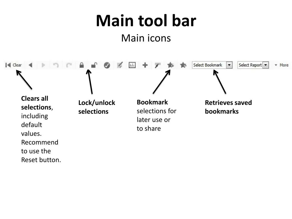 main tool bar main icons