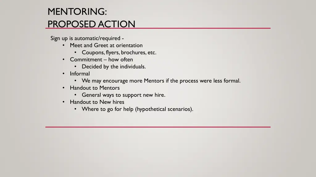 mentoring proposed action