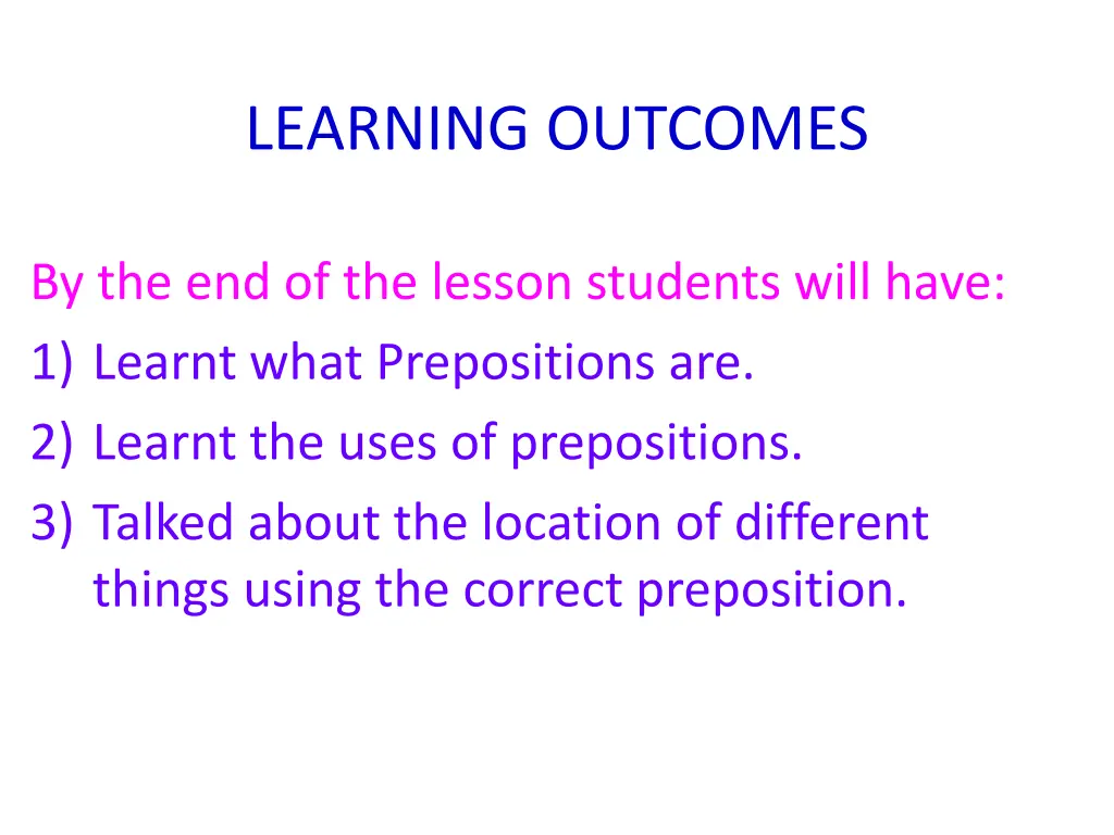 learning outcomes