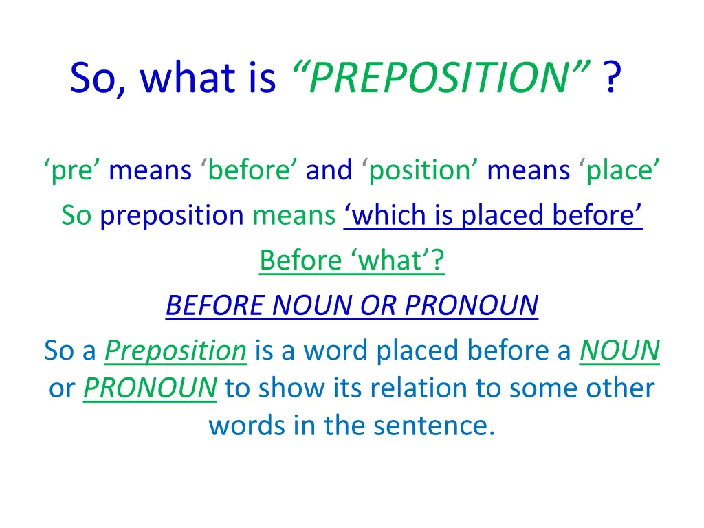 so what is preposition