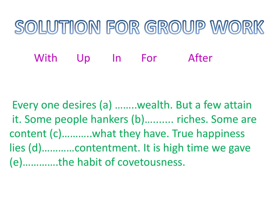 solution for group work