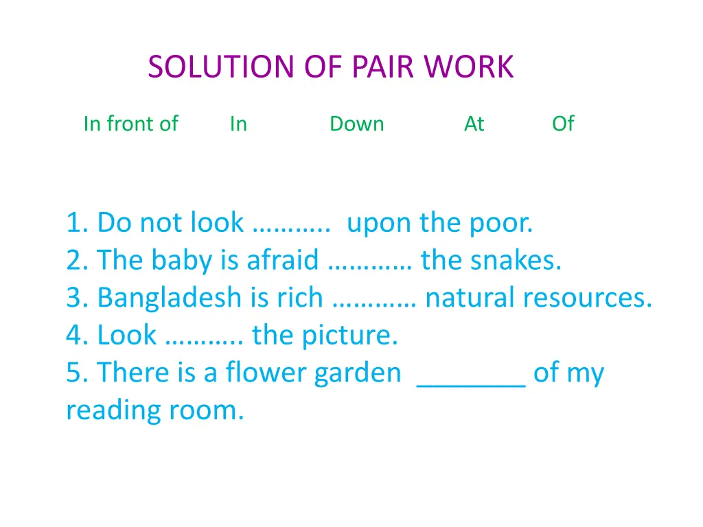 solution of pair work