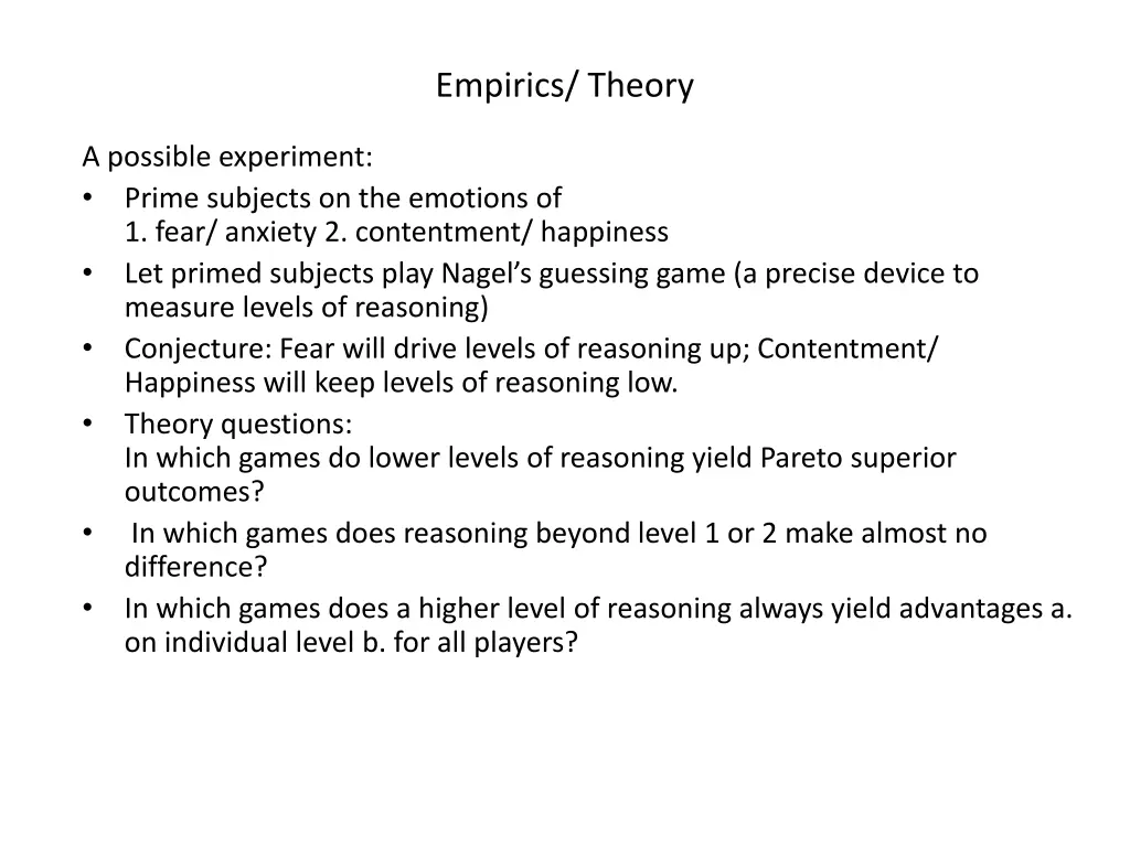 empirics theory