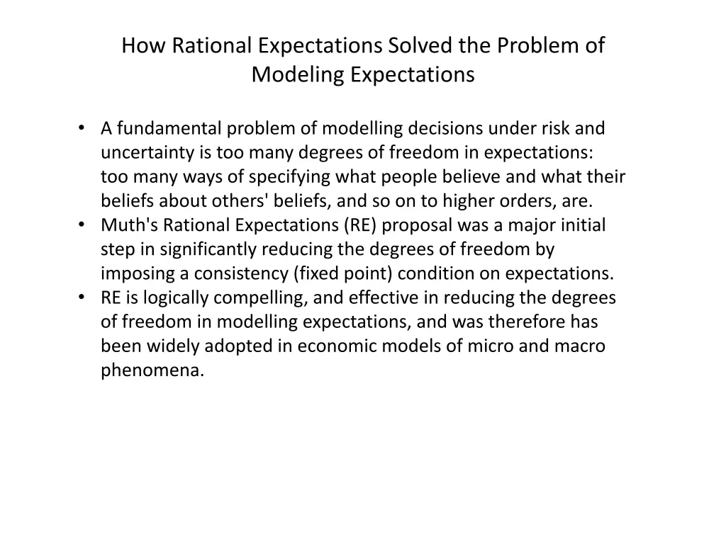 how rational expectations solved the problem