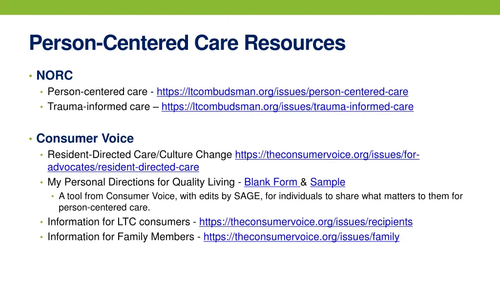 person centered care resources