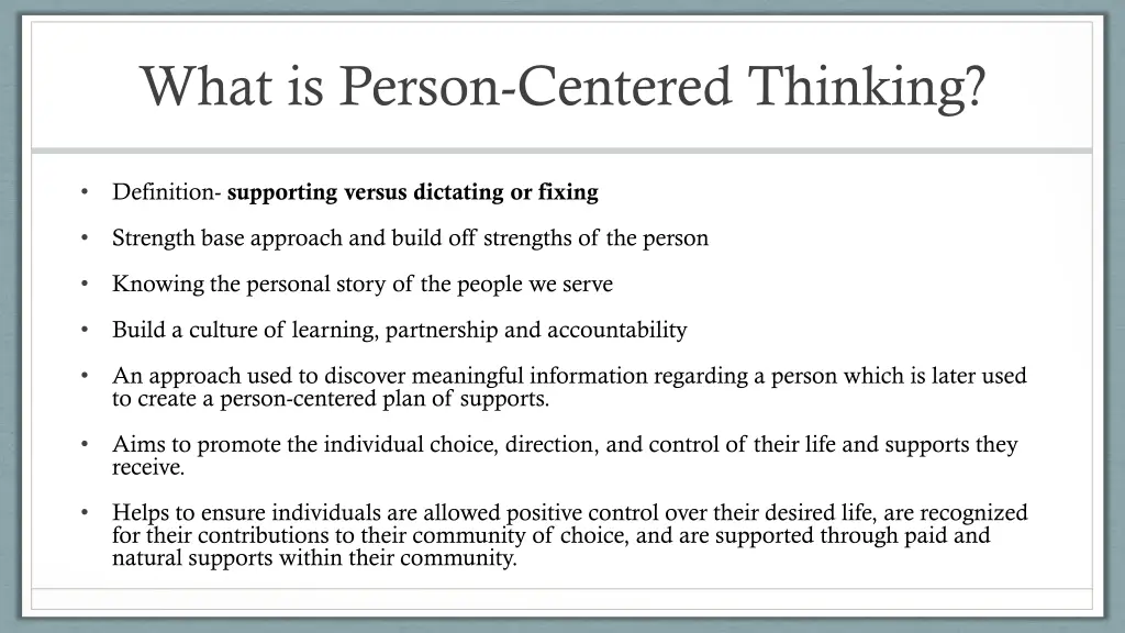 what is person centered thinking