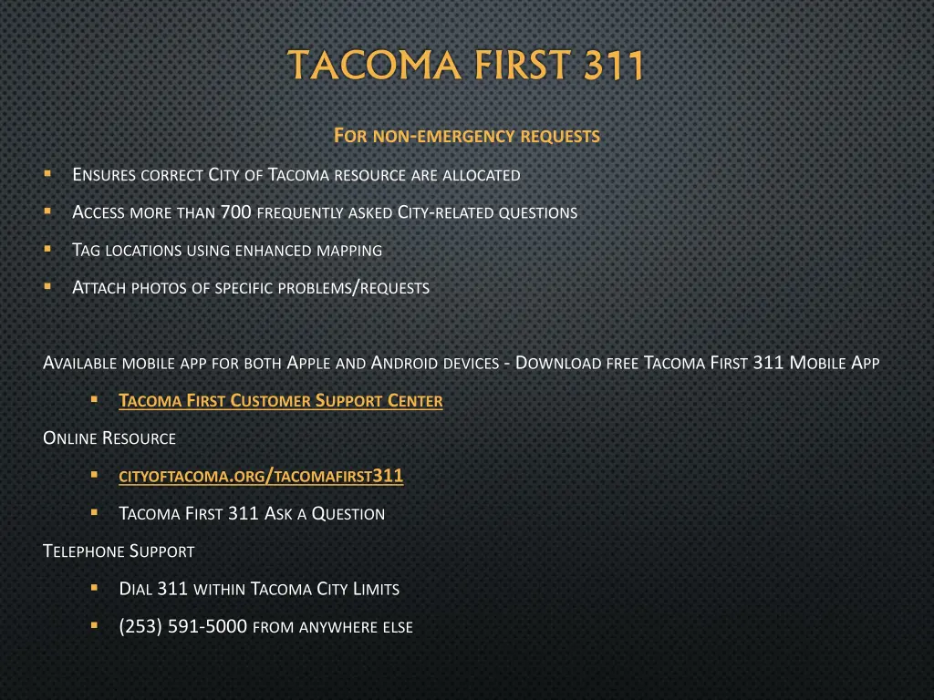 tacoma first 311