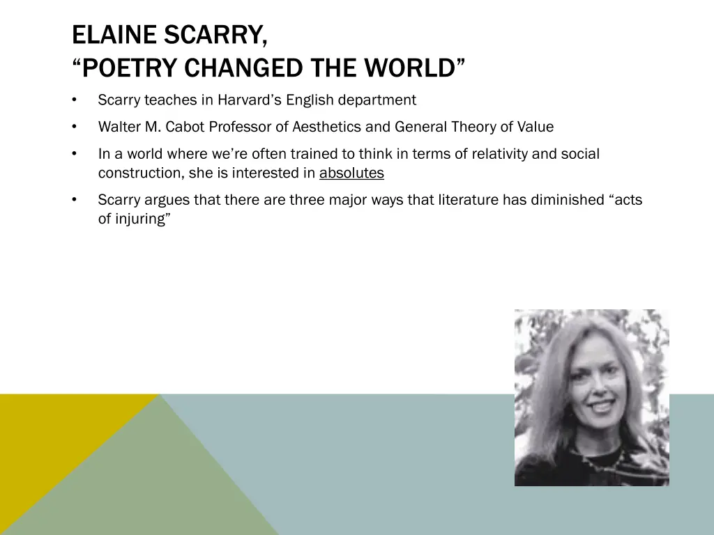 elaine scarry poetry changed the world scarry