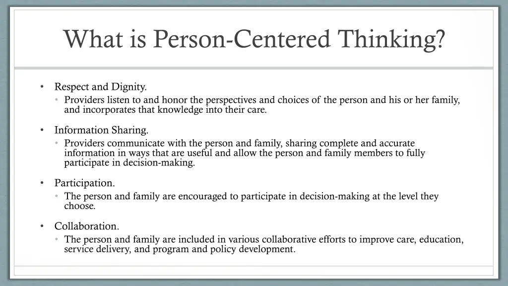 what is person centered thinking