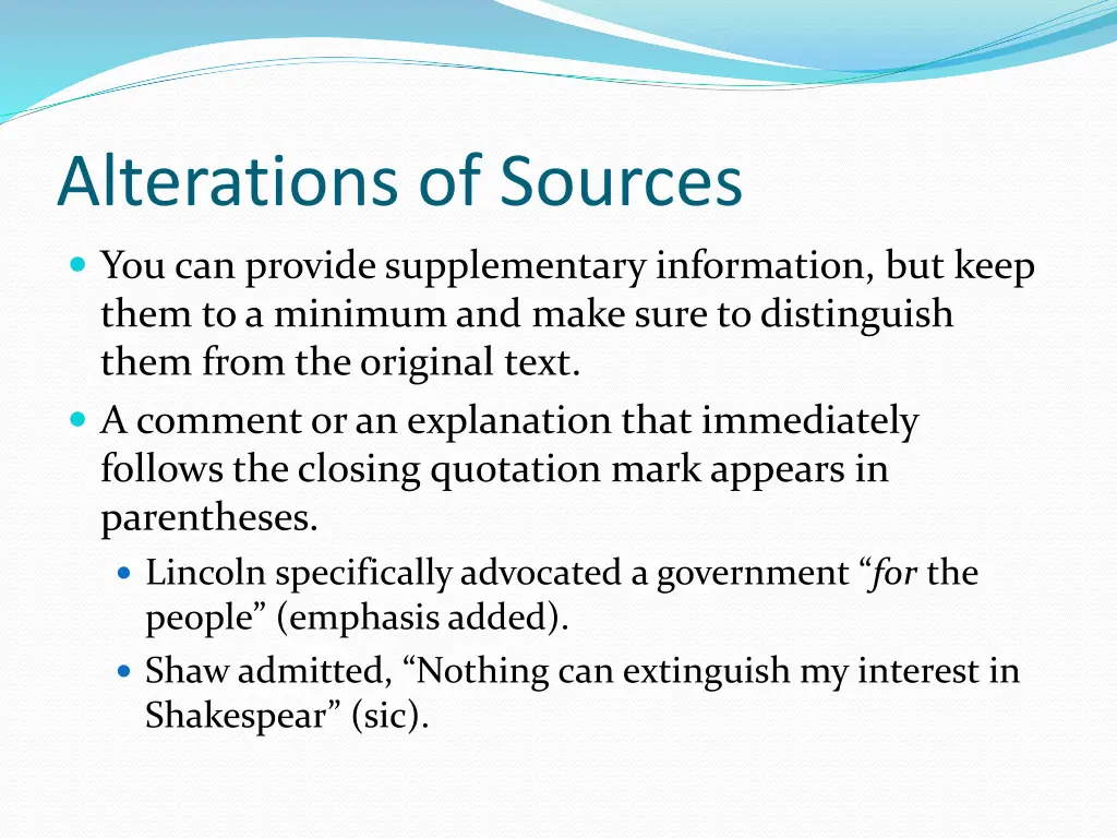 alterations of sources