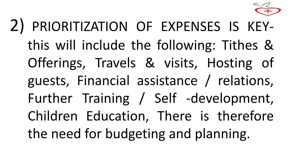 2 prioritization of expenses is key this will