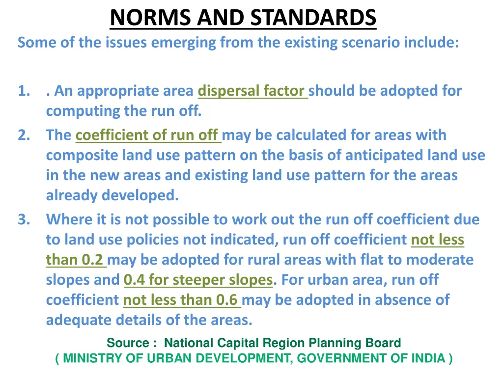 norms and standards some of the issues emerging