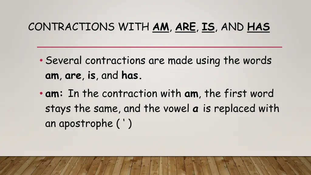 contractions with am are is and has