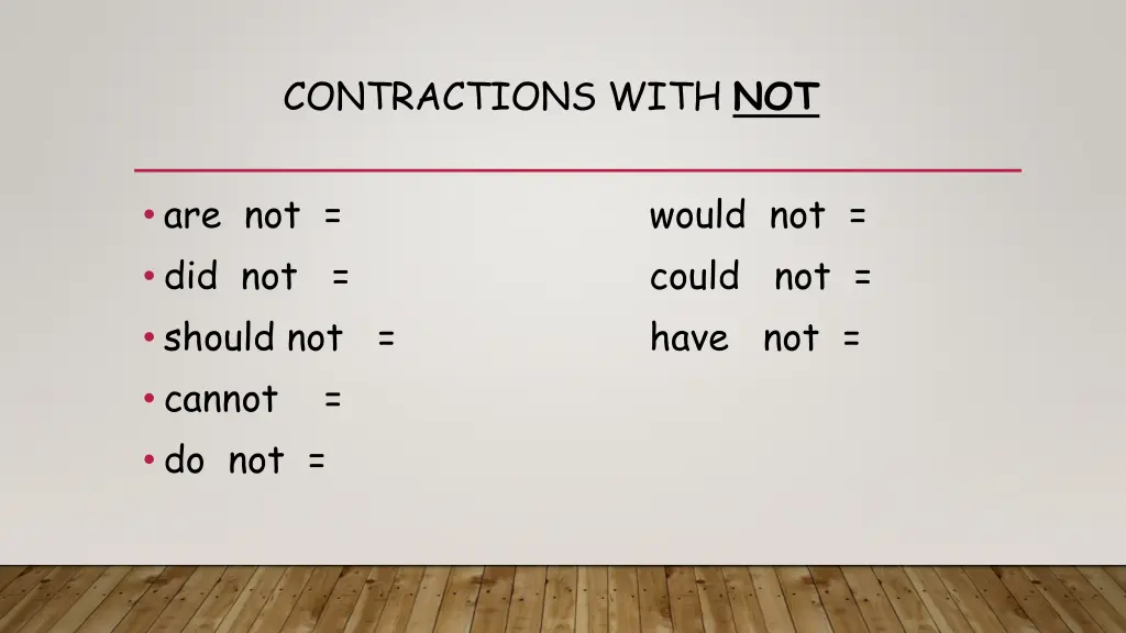 contractions with not