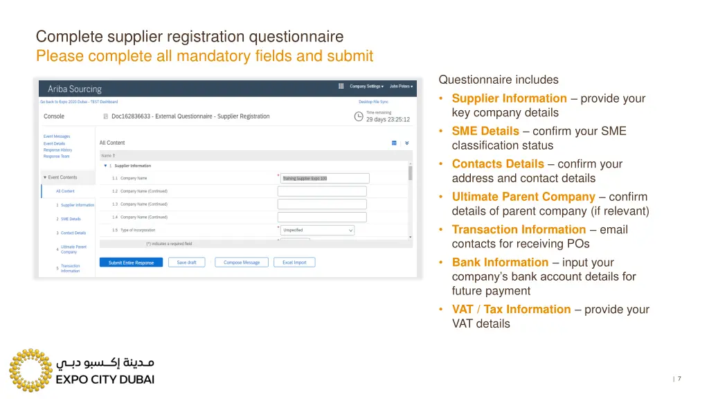 complete supplier registration questionnaire