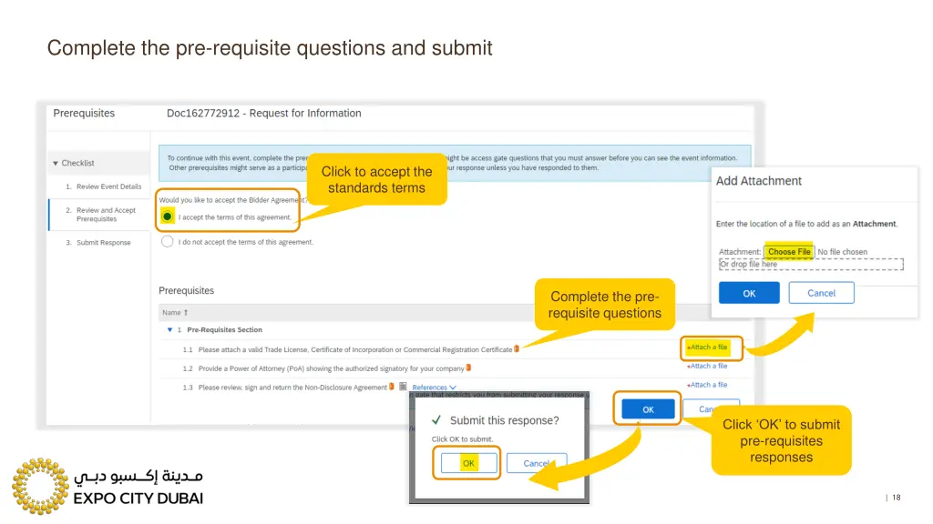 complete the pre requisite questions and submit