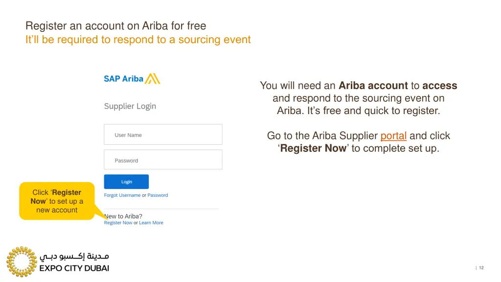 register an account on ariba for free