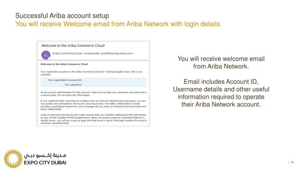 successful ariba account setup you will receive