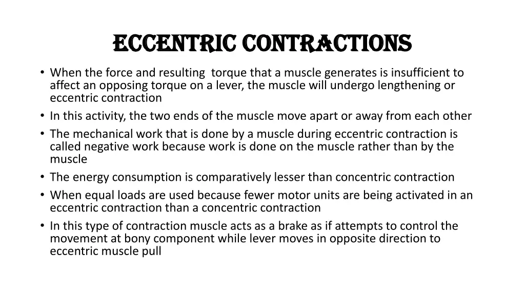 eccentric contractions eccentric contractions