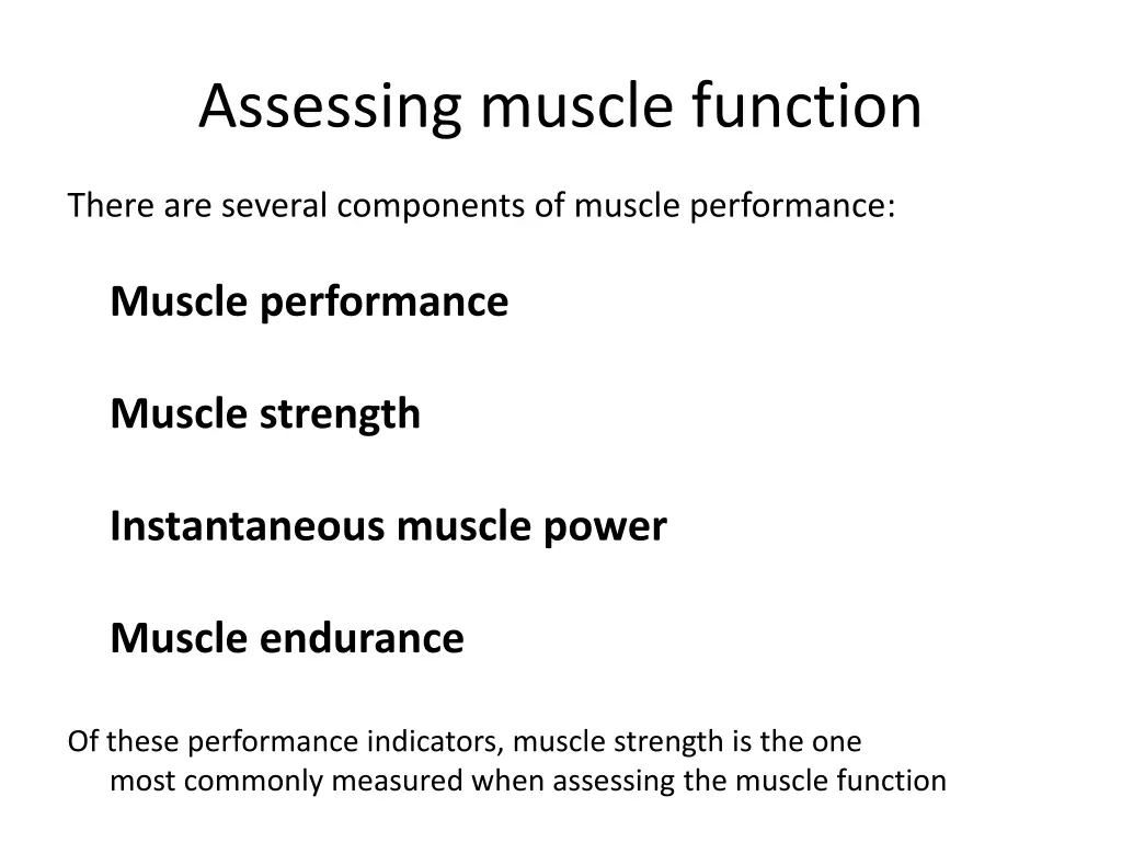 assessing muscle function 2