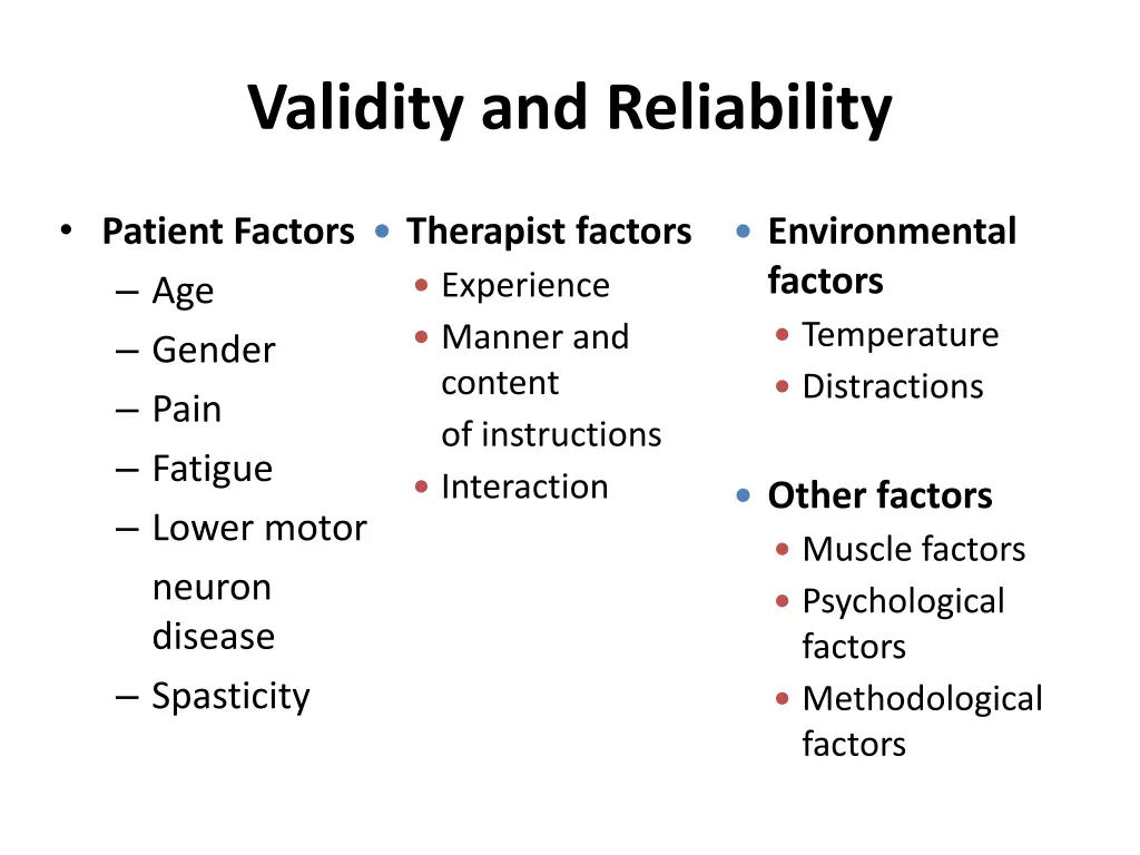 validity and reliability