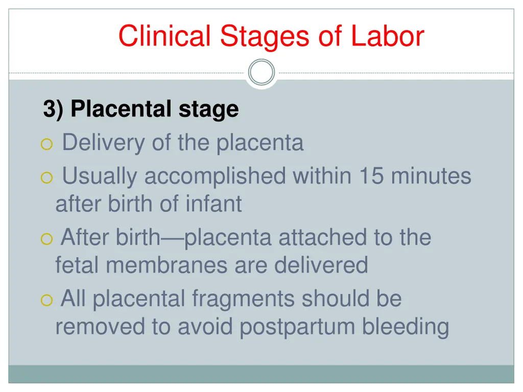 clinical stages of labor 4