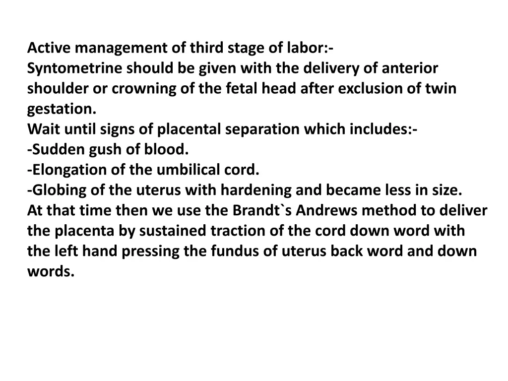 active management of third stage of labor