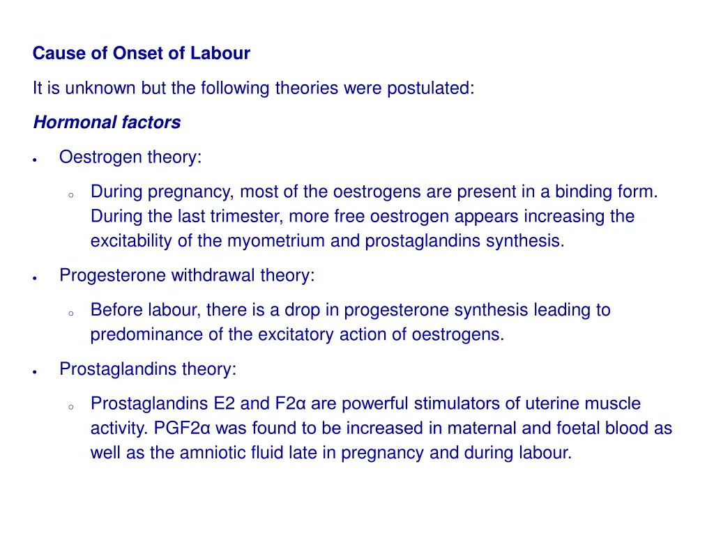 cause of onset of labour