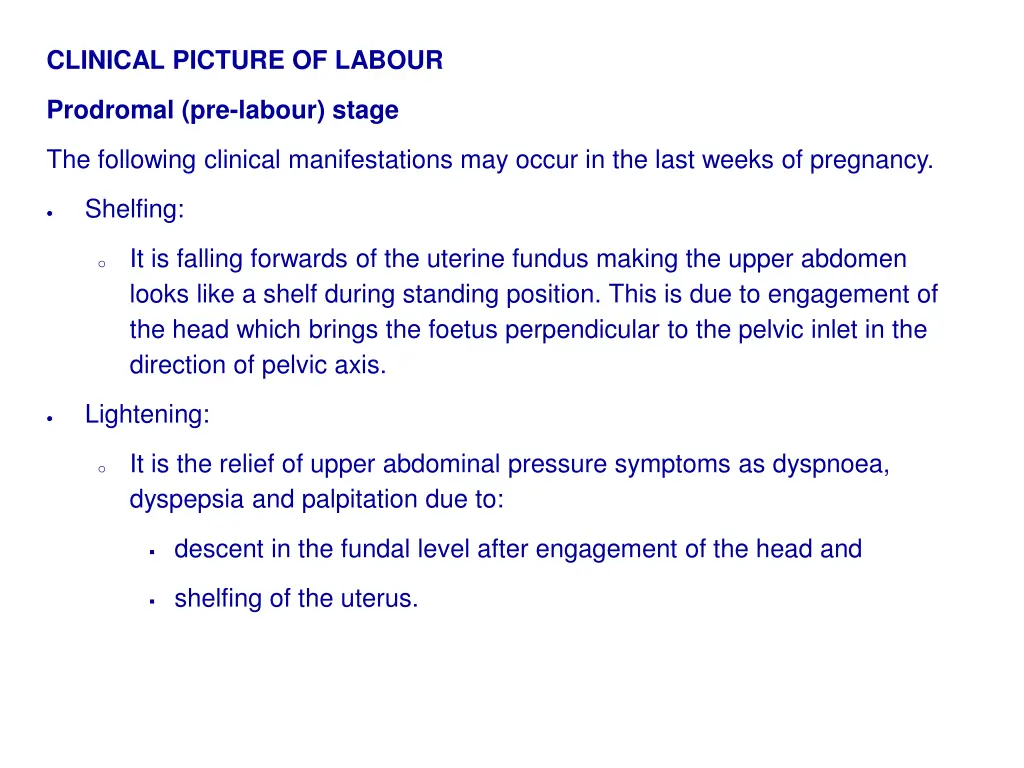 clinical picture of labour