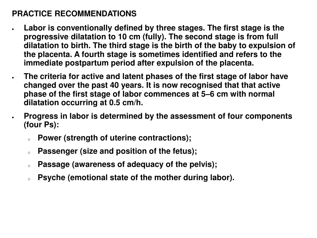 practice recommendations