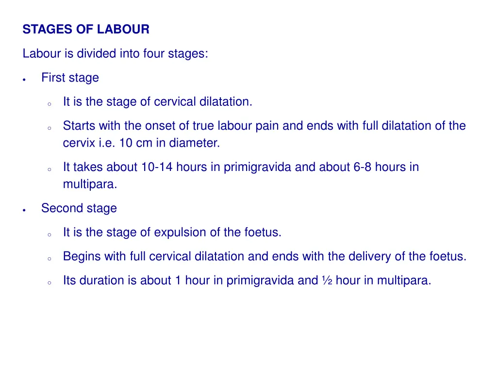 stages of labour