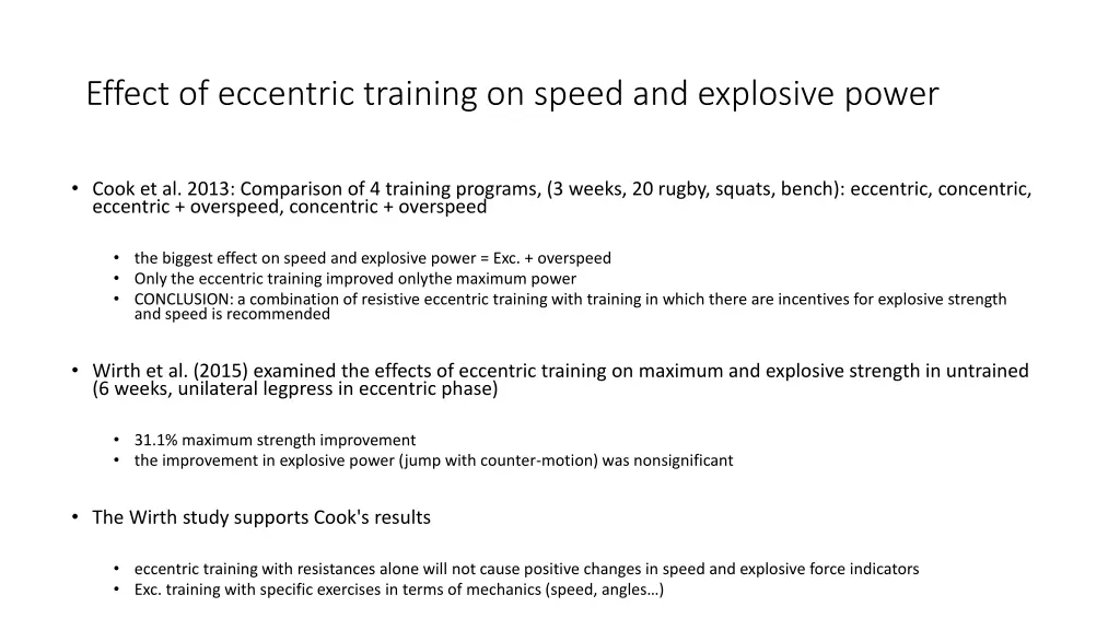 effect of eccentric training on speed