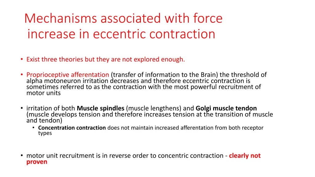 mechanisms associated with force increase