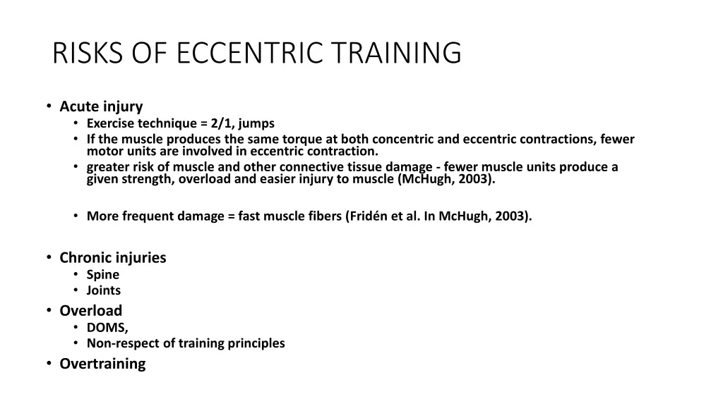 risks of eccentric training