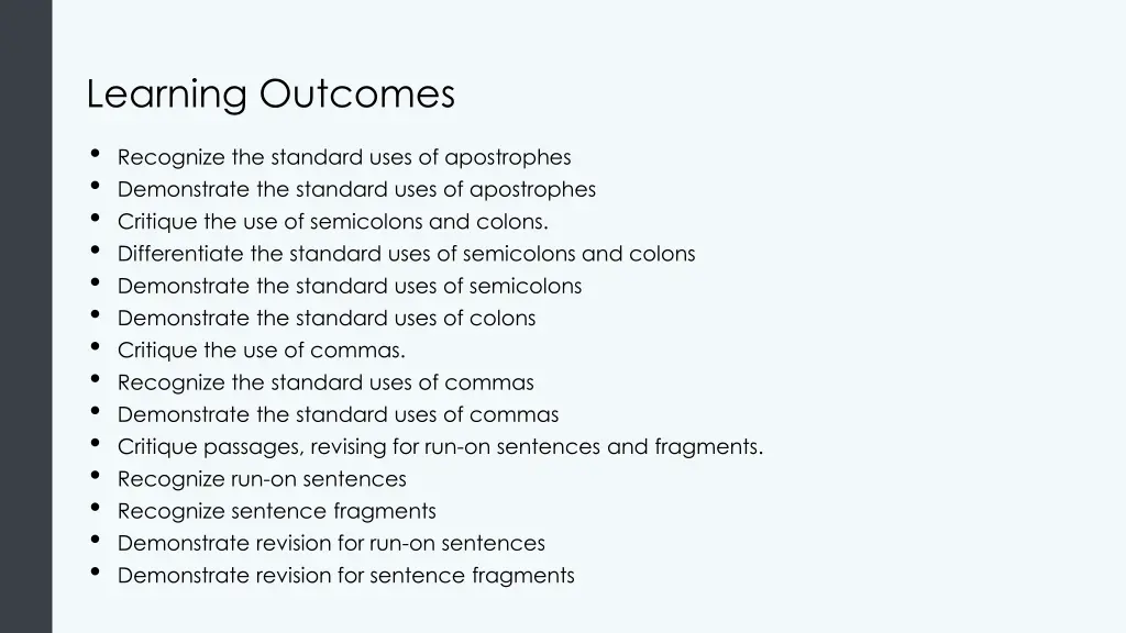 learning outcomes