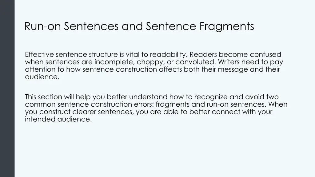 run on sentences and sentence fragments