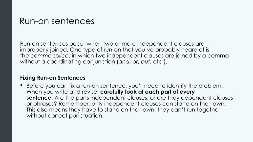 run on sentences