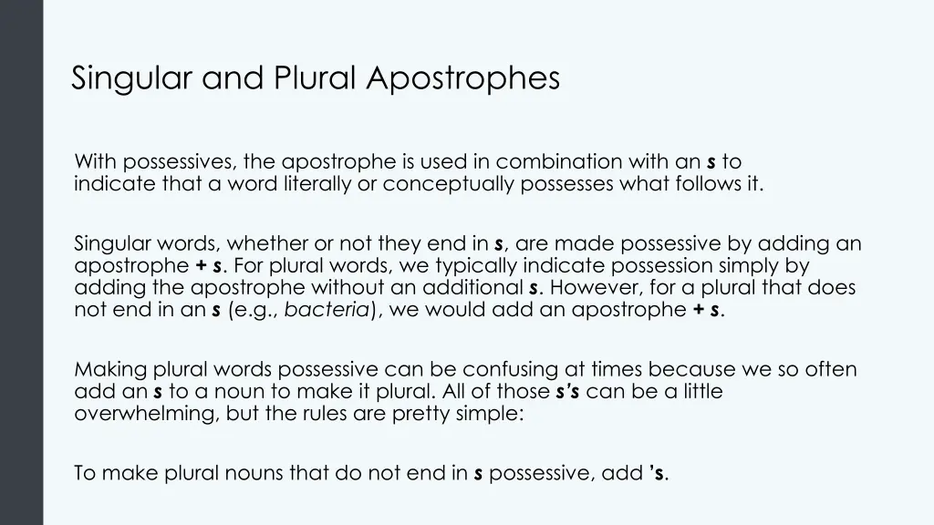 singular and plural apostrophes