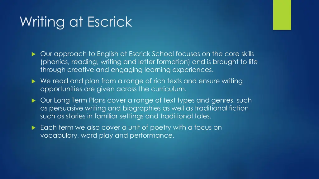 writing at escrick