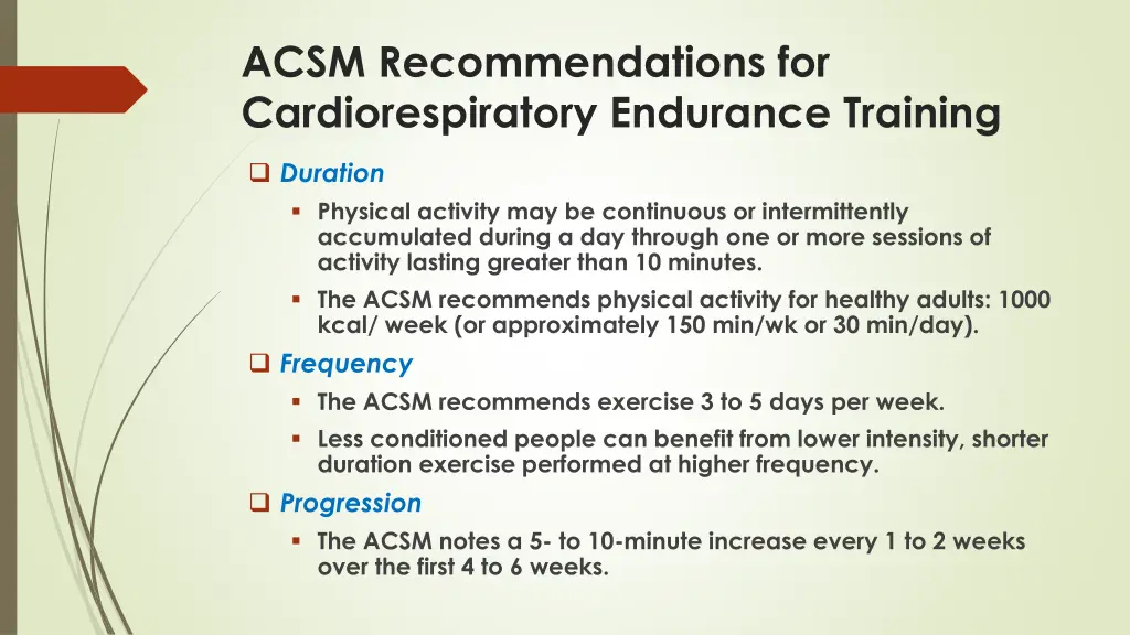 acsm recommendations for cardiorespiratory 1