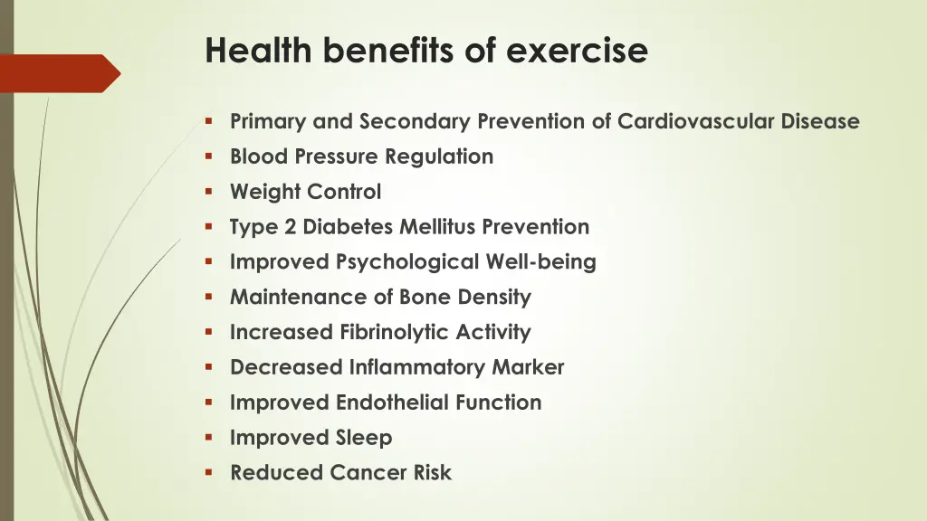 health benefits of exercise