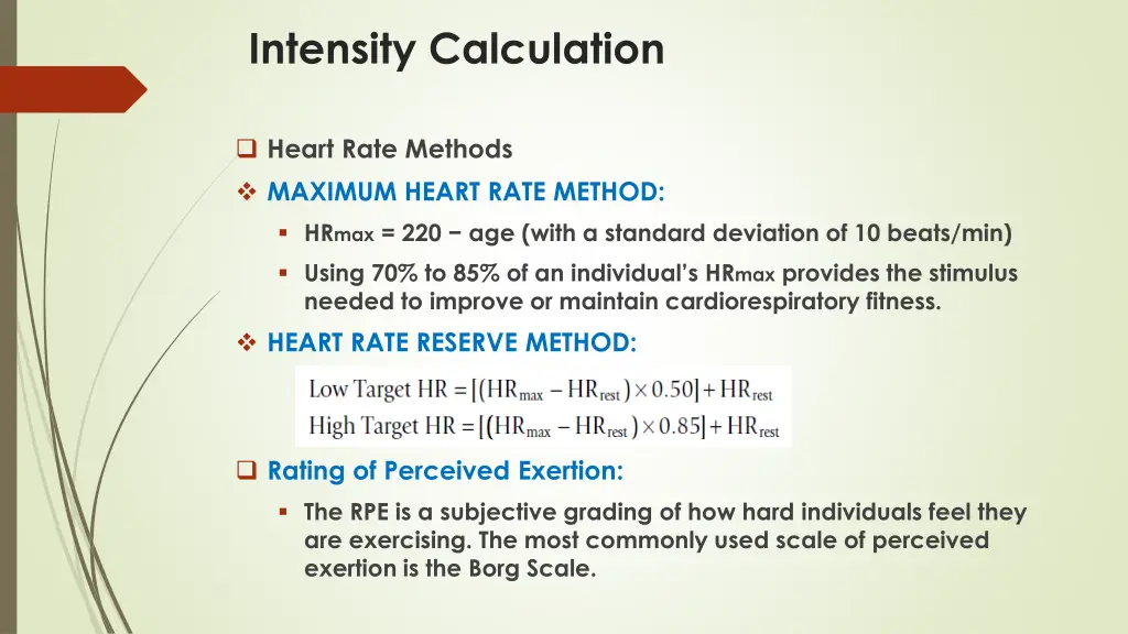 intensity calculation