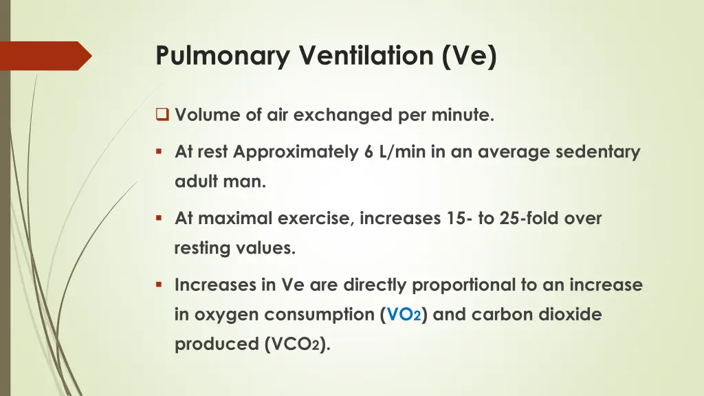 pulmonary ventilation ve