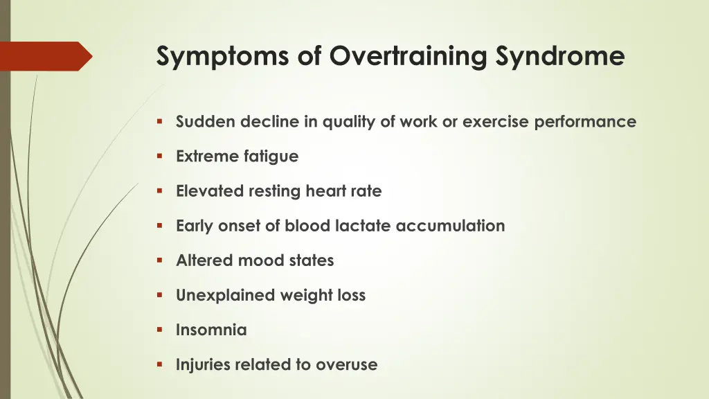 symptoms of overtraining syndrome